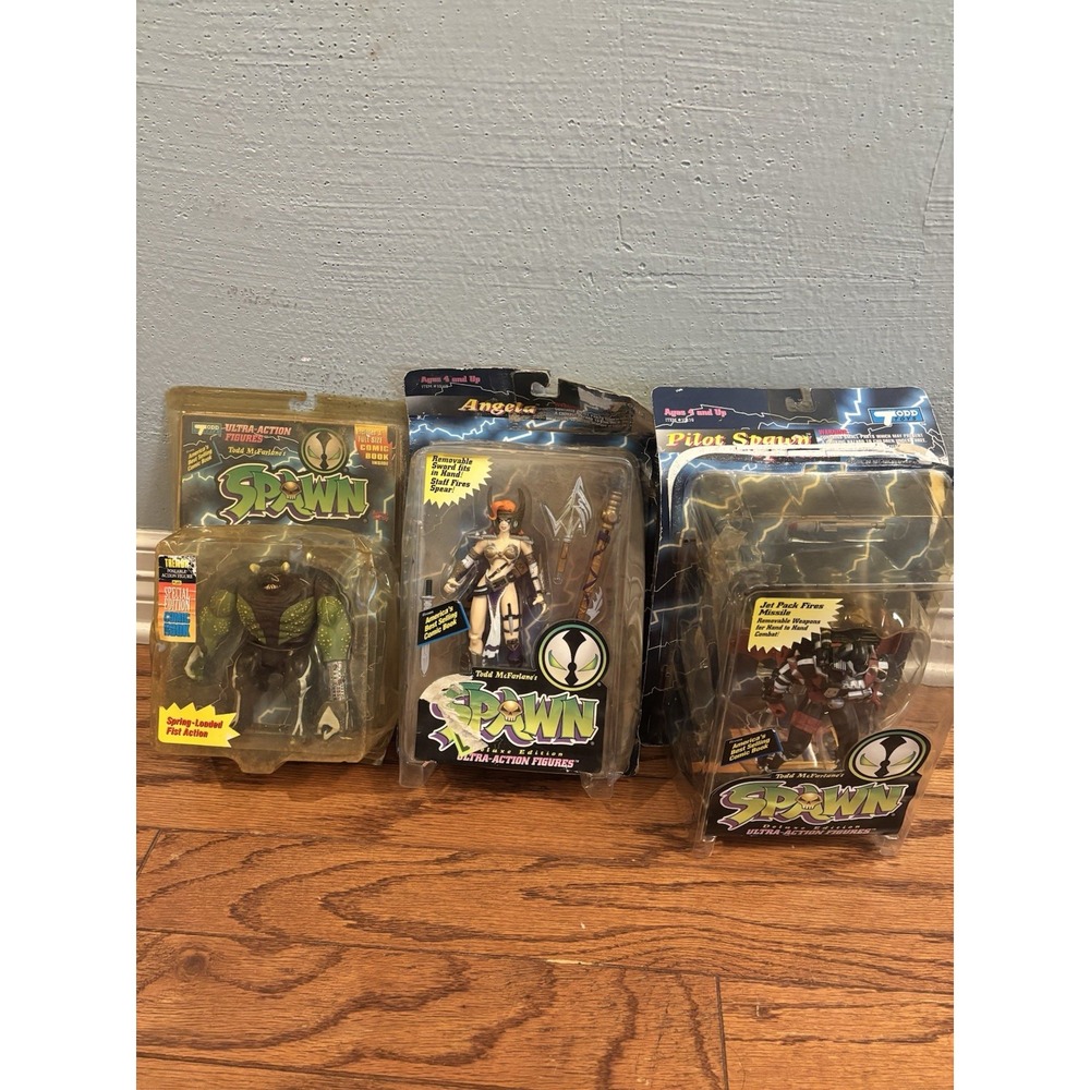 Vintage McFarlane Spawn Figure Lot Of 3 Damaged Box Tremor Angela Pilot Spawn